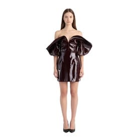 Del Core Round Shoulder Pleather Mini Dress — image 2