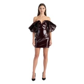 Del Core Round Shoulder Pleather Mini Dress — image 3