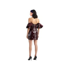 Del Core Round Shoulder Pleather Mini Dress — image 4