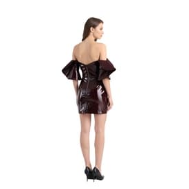 Del Core Round Shoulder Pleather Mini Dress — image 5