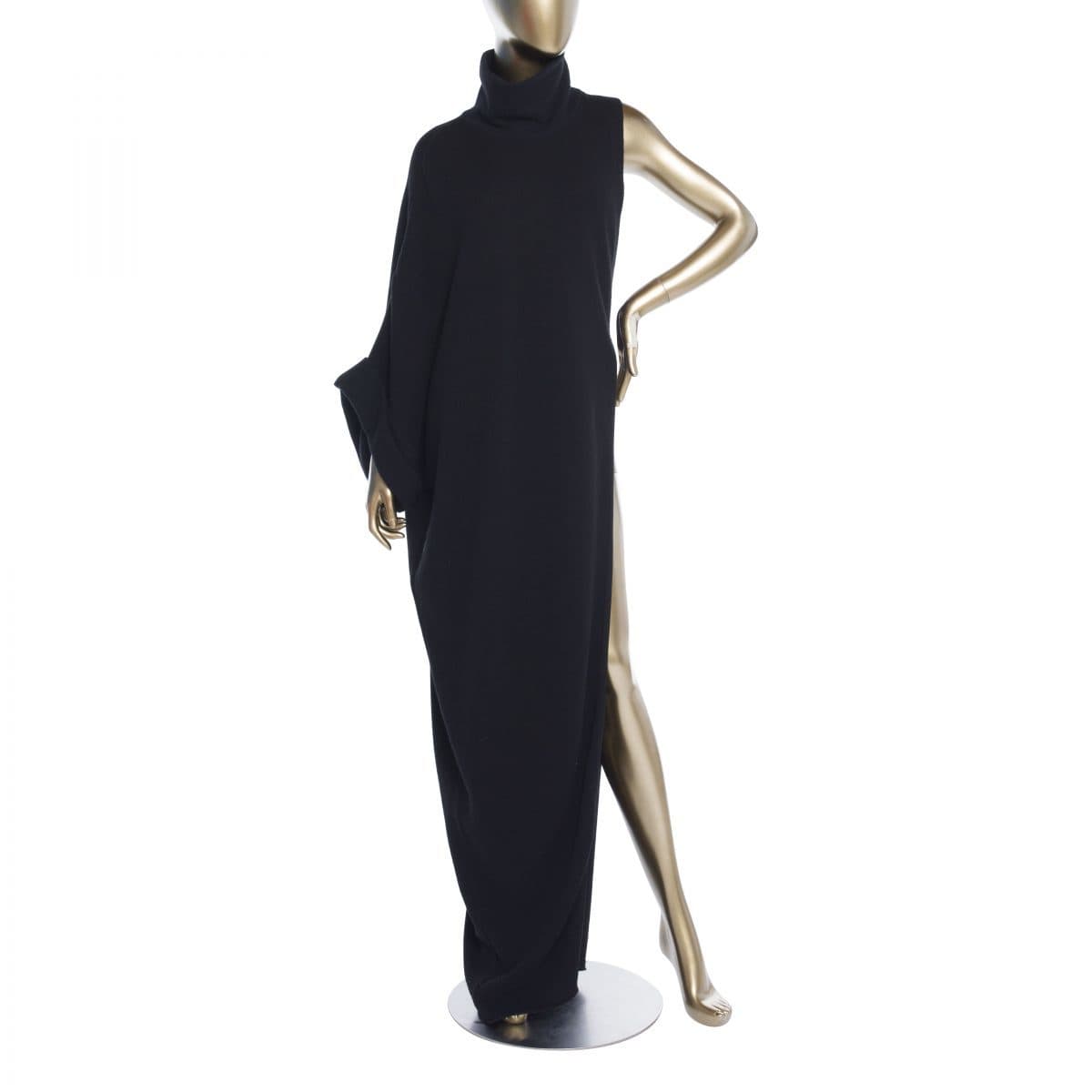 Balmain Asymmetric Merino Wool Turtleneck Maxi Dress