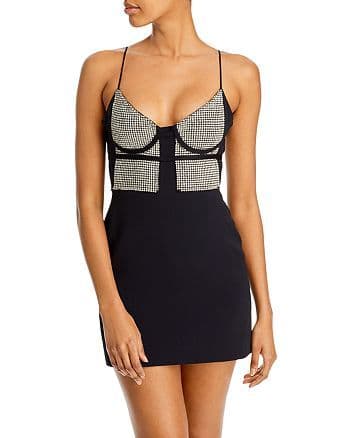 David Koma Rhinestone Short Dress - Black