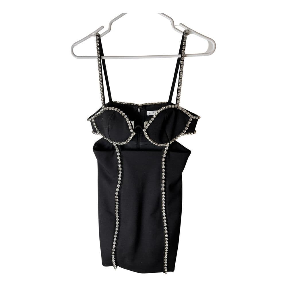 Area Nyc Black Suspended Cup Mini Dress With Crystals