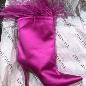 Amina Muaddi Pink Feather Boots — image 1
