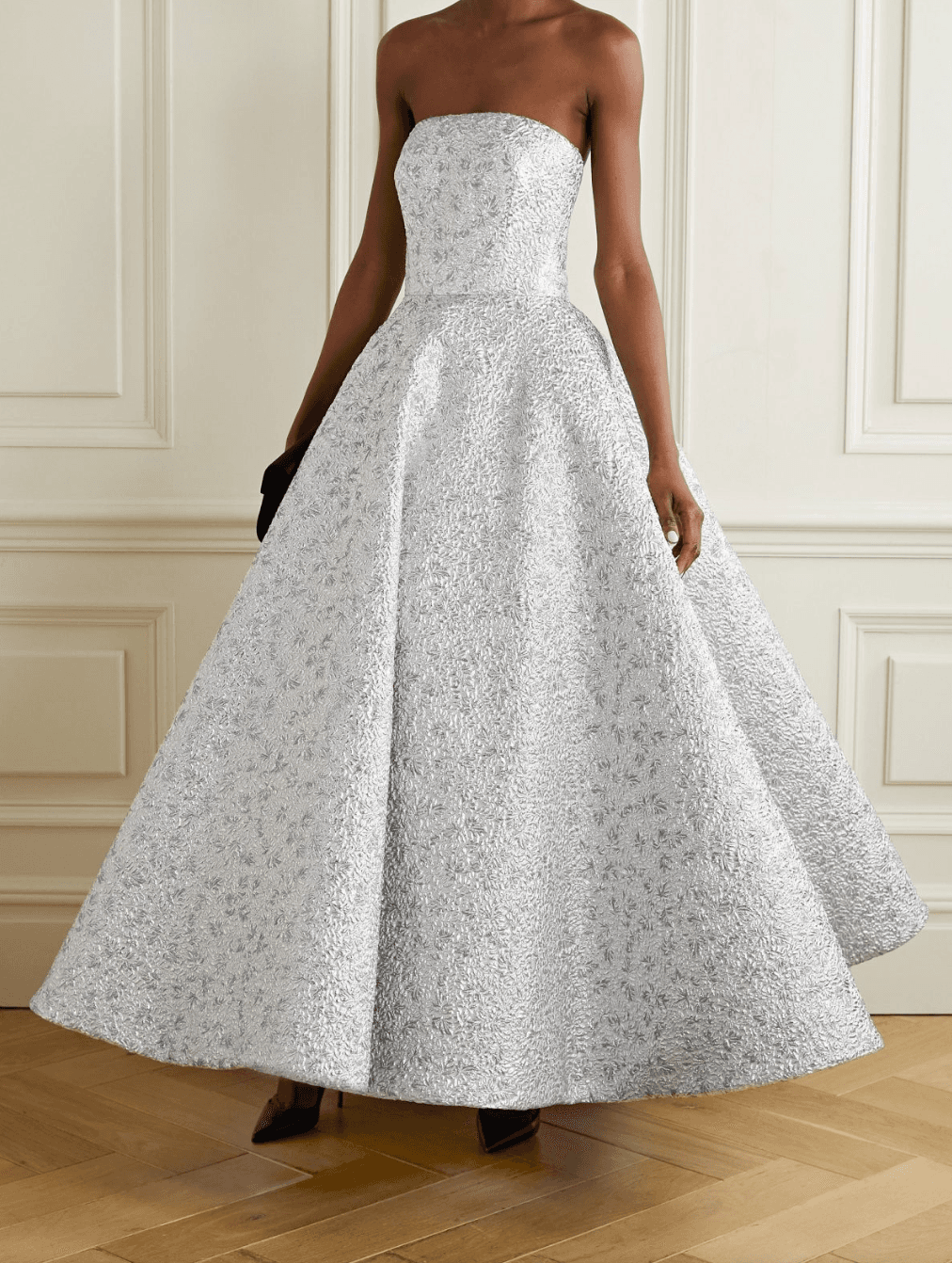 Oscar De La Renta Strapless Metallic Brocade Gown