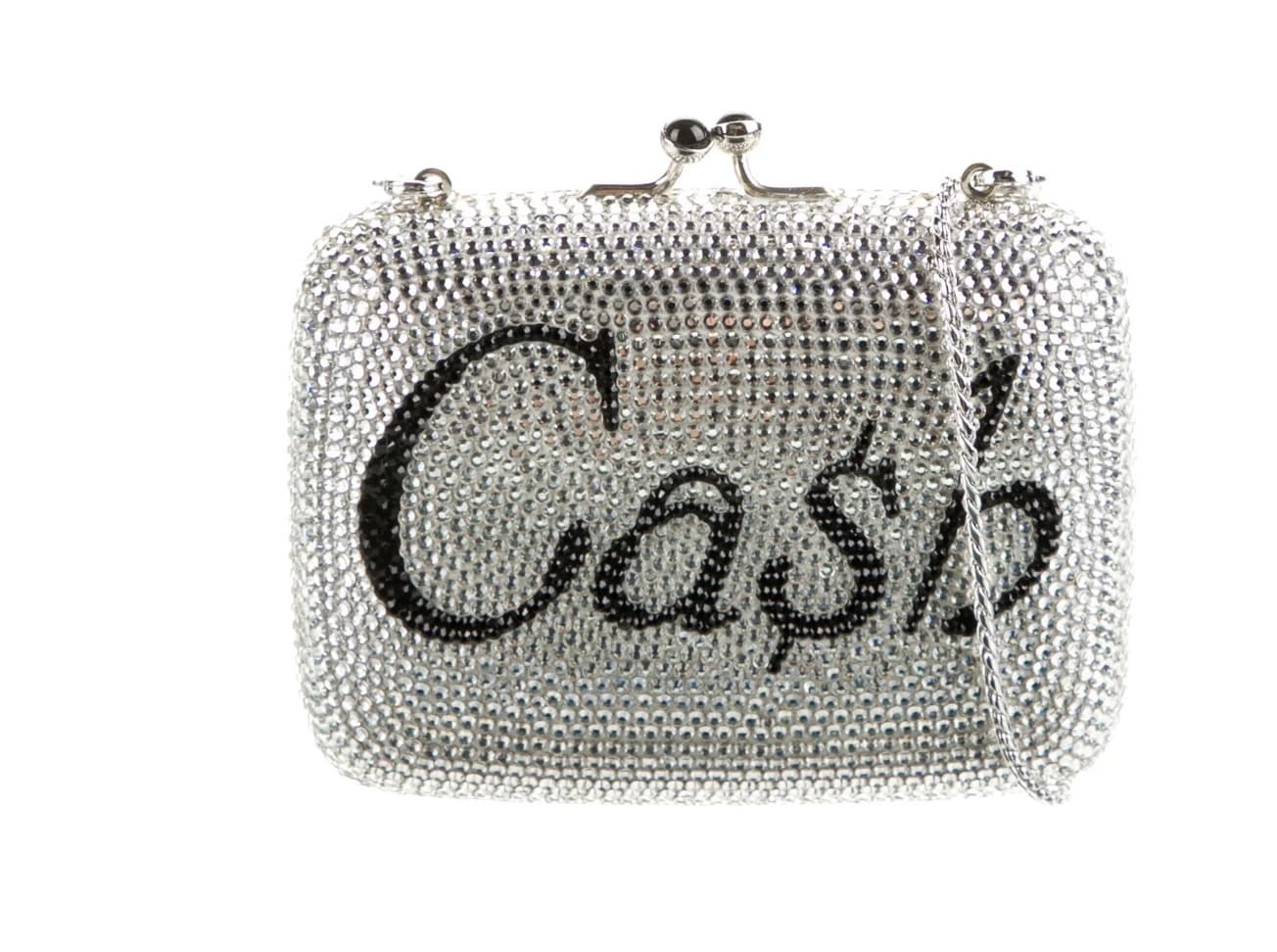 Judith Leiber Silver Cash Crystal Embellished Mini Bag