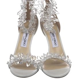 Jimmy Choo Sandals Silver Block Heels Platform Wrap Around Straps — image 1