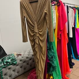 Alexandre Vauthier Gold Ruffle Crystal Stretch Jersey Gown — image 1
