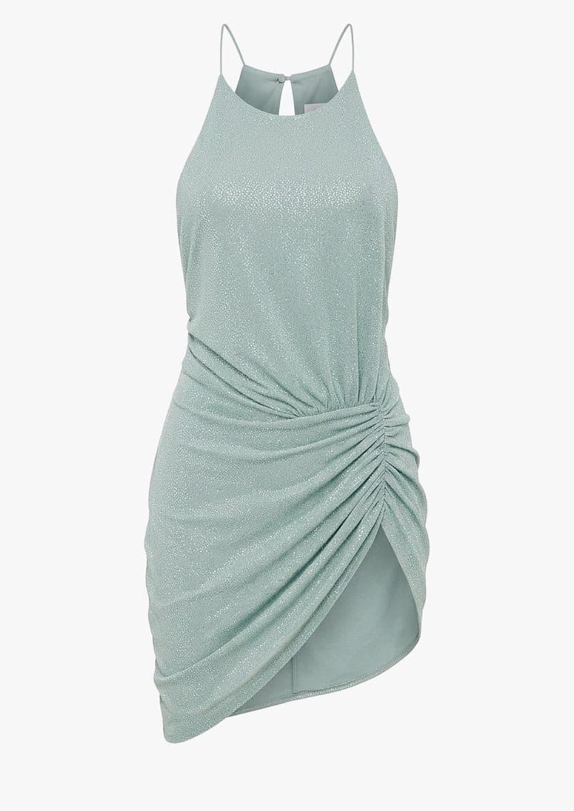 Alexandre Vauthier Mint Blue Crystal Stretch Jersey Mini Dress