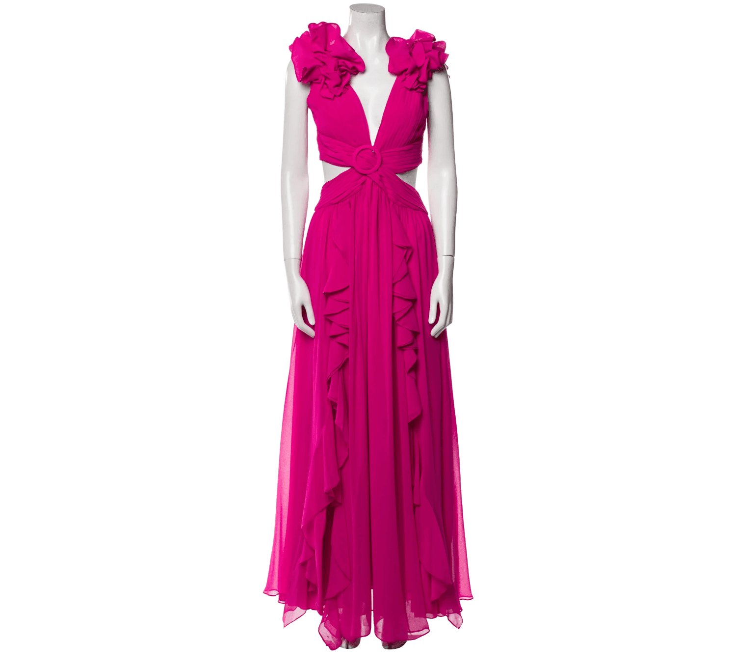 Patbo Hot Pink Plunge Neckline Gown
