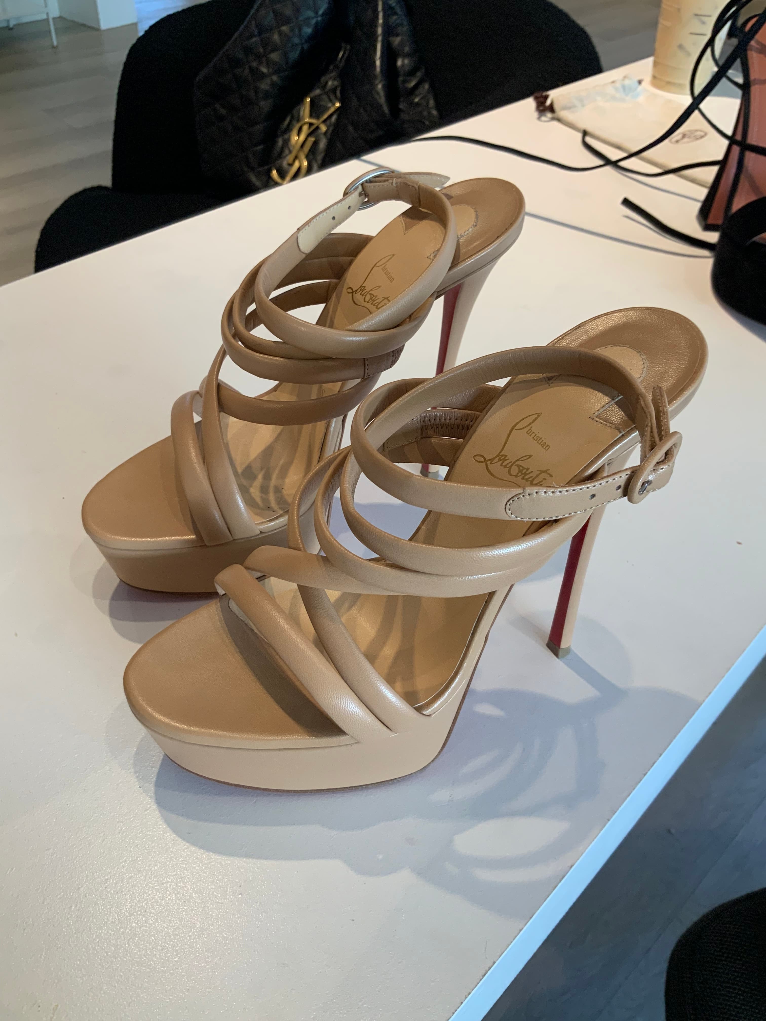 Christian Louboutin Strappy Platform Stiletto Nude