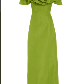 Markarian Etta Chartreuse Silk Faille Ruffle Gown — image 1