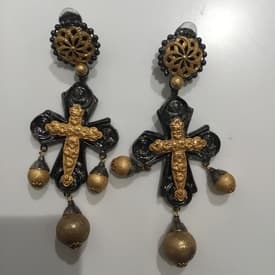 Lawrence Vrba Gold Cross Earrings — image 1