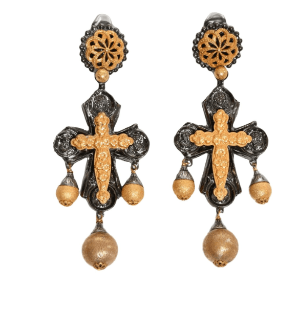 Lawrence Vrba Gold Cross Earrings