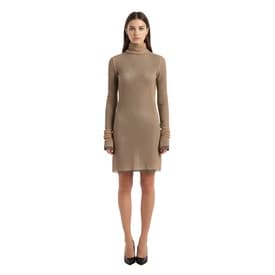 Laquan Smith Gold Crystal Sheer Long Sleeve Mock Dress — image 2