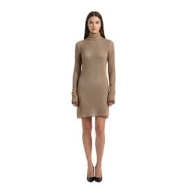 Laquan Smith Gold Crystal Sheer Long Sleeve Mock Dress — image 3