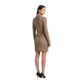 Laquan Smith Gold Crystal Sheer Long Sleeve Mock Dress — image 4
