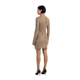 Laquan Smith Gold Crystal Sheer Long Sleeve Mock Dress — image 5