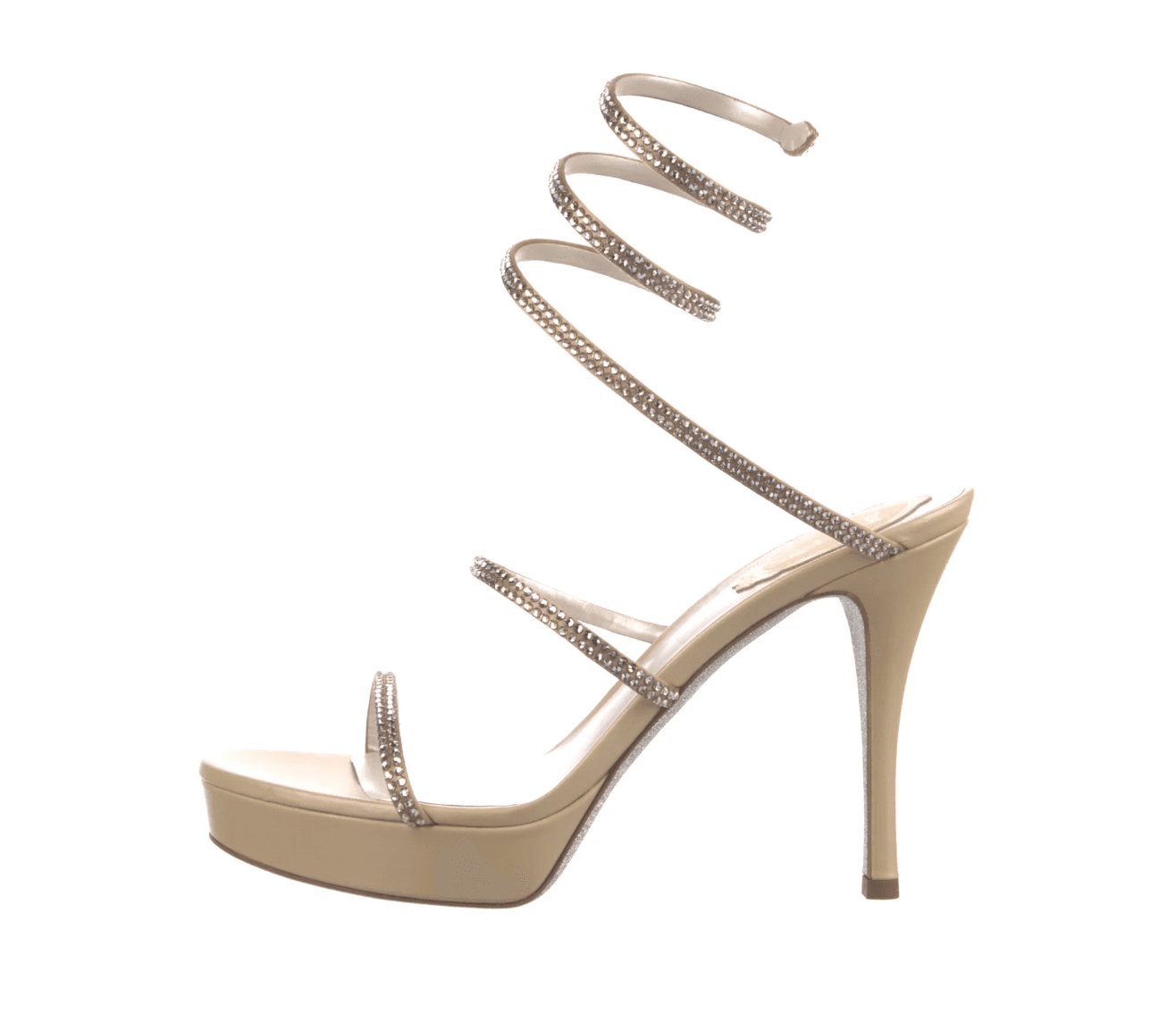 René Caovilla Leather Crystal Embellishments Sandals