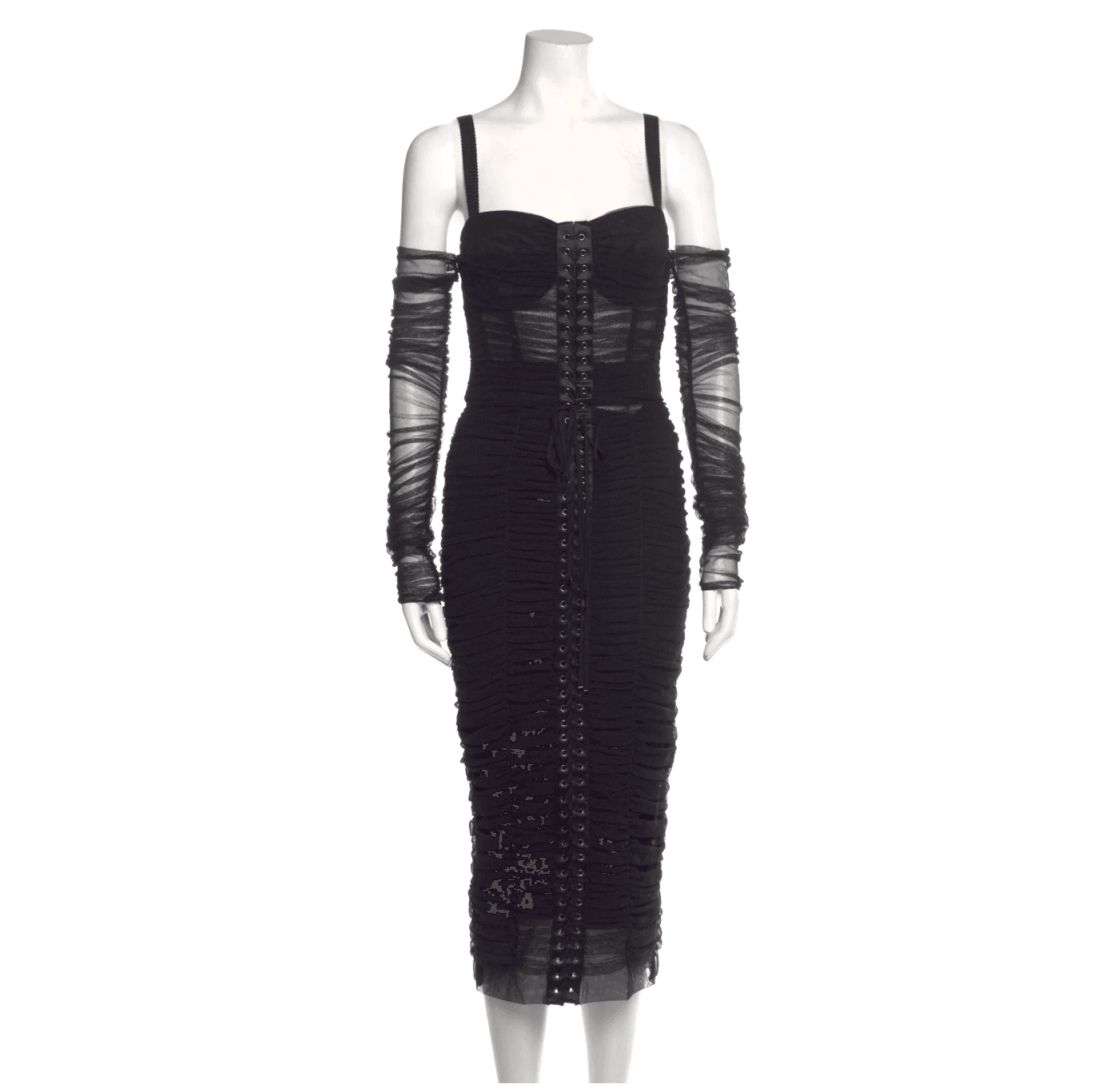 Dolce & Gabbana Black Square Neck Midi Dress