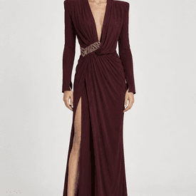 Zuhair Murad F/W 2021 Burgundy Gown with Embellishment — image 5