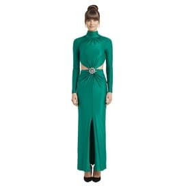 Paco Rabanne Green Mock Neck Long Dress — image 3