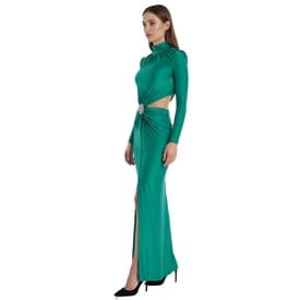 Paco Rabanne Green Mock Neck Long Dress — image 6