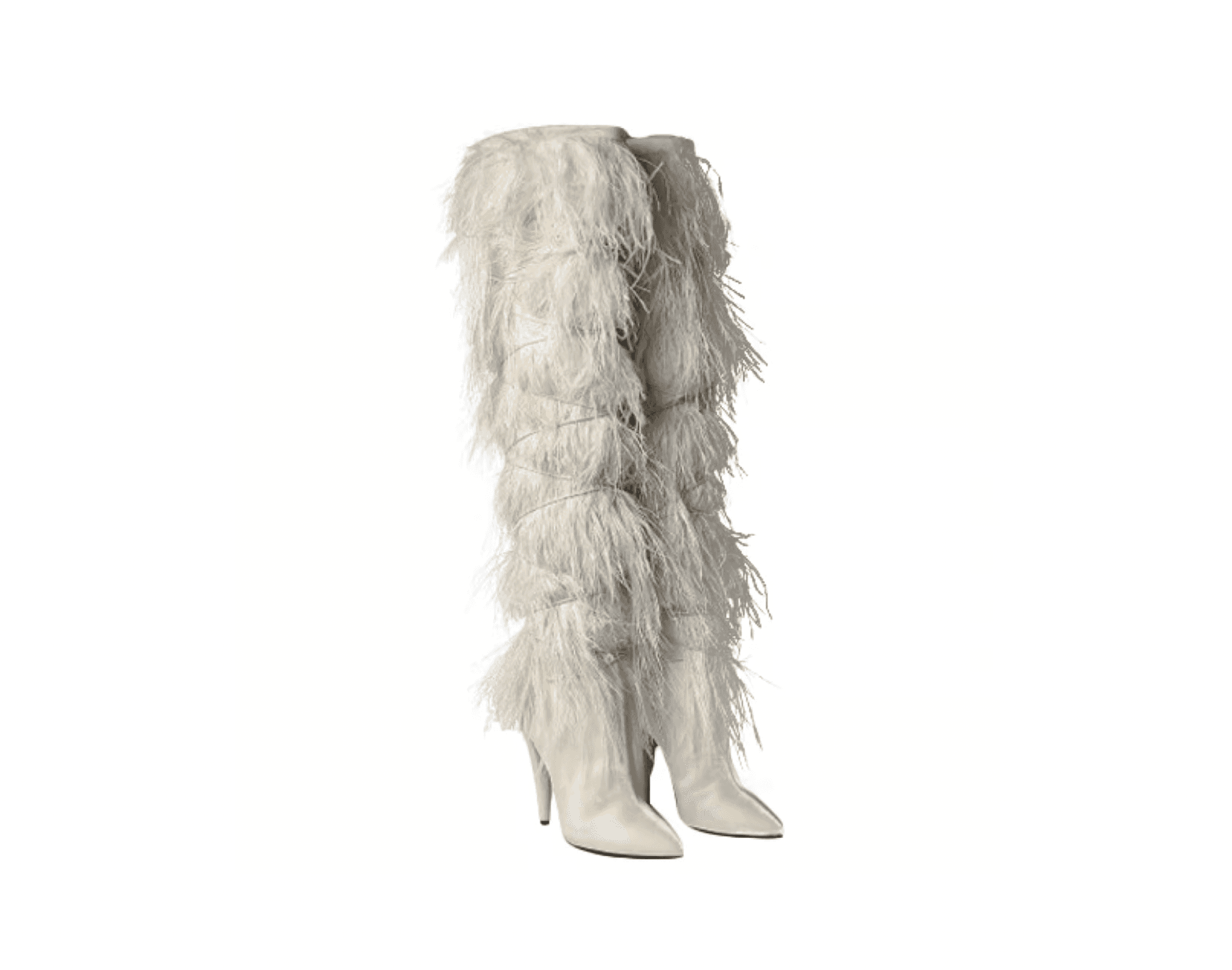 Saint Laurent Ysl Yeti Feather Over The Knee Boots