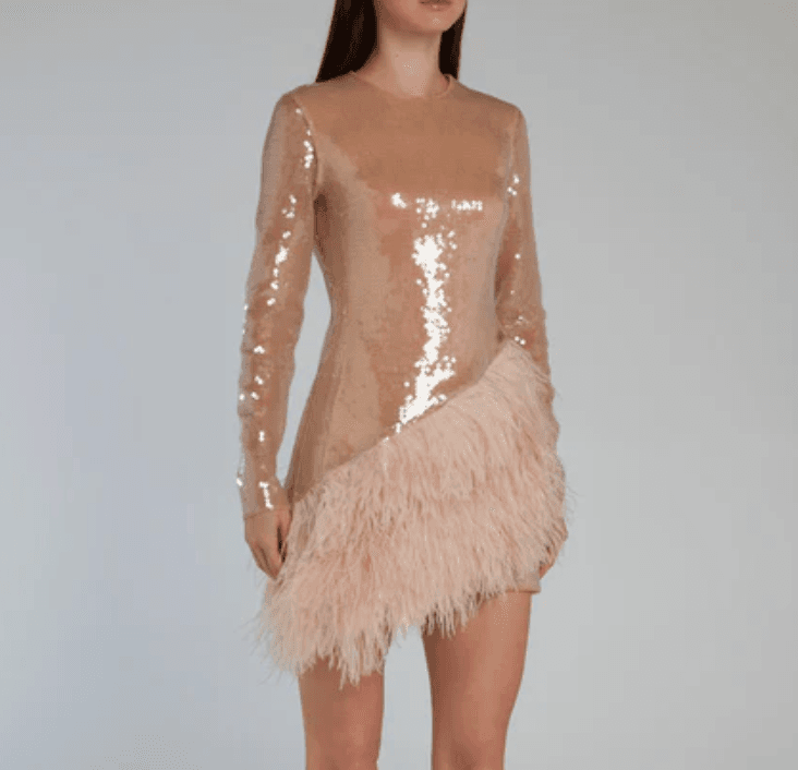 David Koma Sequin Mini With Feathers