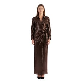 David Koma Brown Sequined Wrap Dress — image 4