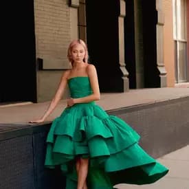 Oscar De La Renta High Low Strapless Ruffled Gown With Corset Inside — image 2