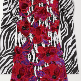 Halpern Sequin Zebra Print Dress — image 1