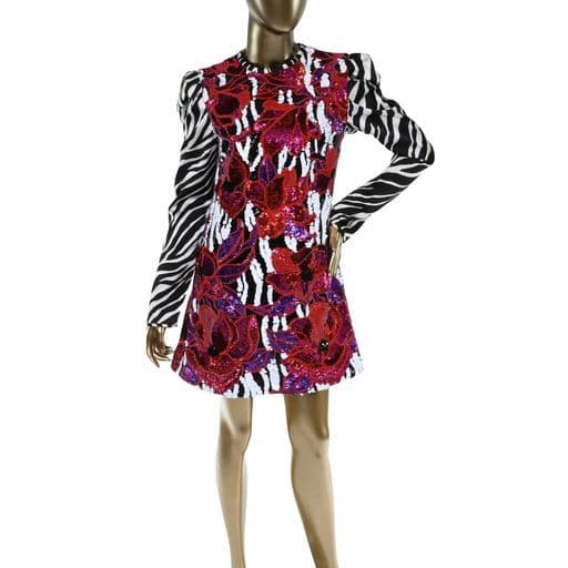 Halpern Sequin Zebra Print Dress