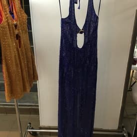 Raisa Vanessa Blue Rhinestone And Plexi Halter Gown — image 1