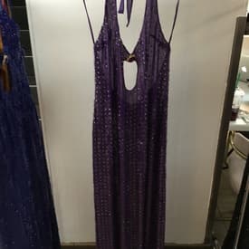 Raisa And Vanessa Purple Rhinestone And Plexi Halter Gown — image 1