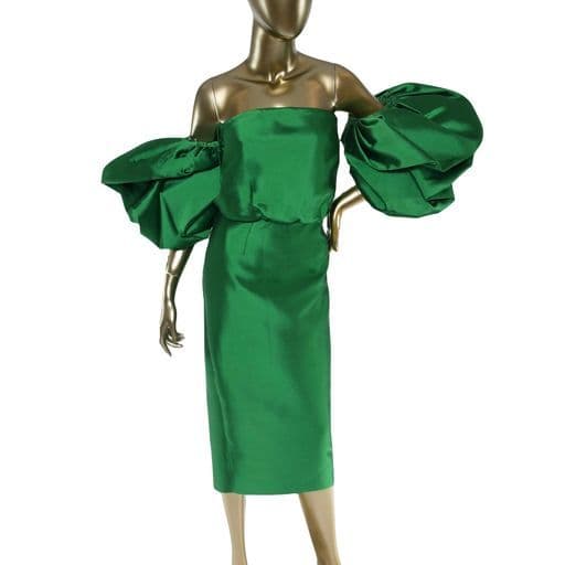 Greta Constantine Green Puff Sleeve Dress