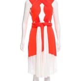Dion Lee Orange And White Pleated Midi Dress Ss 2014 — image 1