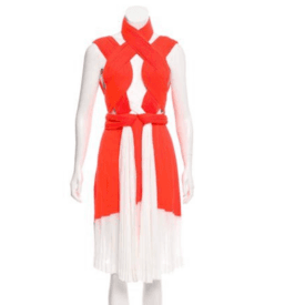 Dion Lee Orange And White Pleated Midi Dress Ss 2014 — image 4