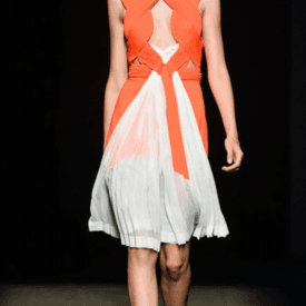 Dion Lee Orange And White Pleated Midi Dress Ss 2014 — image 5