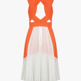 Dion Lee Orange And White Pleated Midi Dress Ss 2014 — image 7