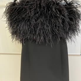 Saint Laurent Black Featherstrapless Mini Dress — image 1