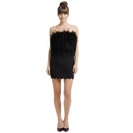 Saint Laurent Black Featherstrapless Mini Dress — image 3