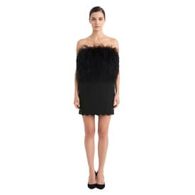 Saint Laurent Black Featherstrapless Mini Dress — image 4