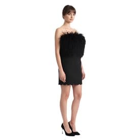 Saint Laurent Black Featherstrapless Mini Dress — image 7