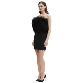 Saint Laurent Black Featherstrapless Mini Dress — image 8