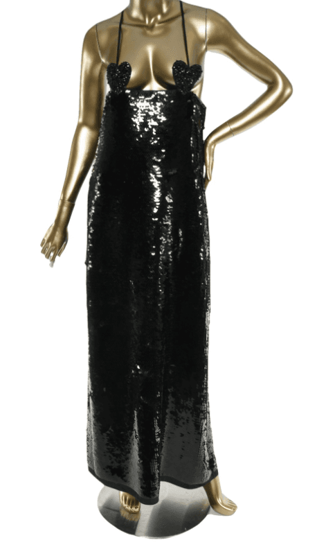 Gucci Heart Pasty Black Sequin Maxi Dress