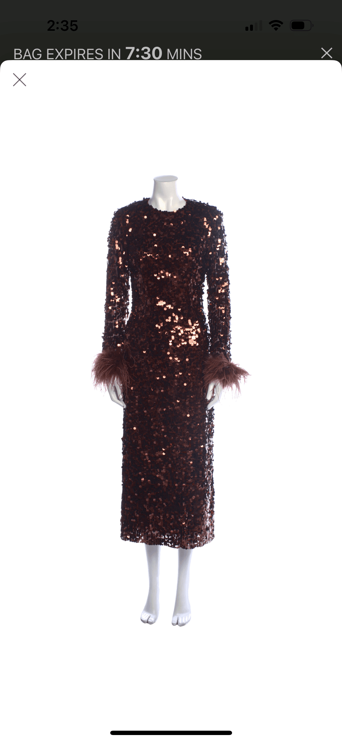 New Arrivals Sequin Midi Dress With Feather Cuffs Small
