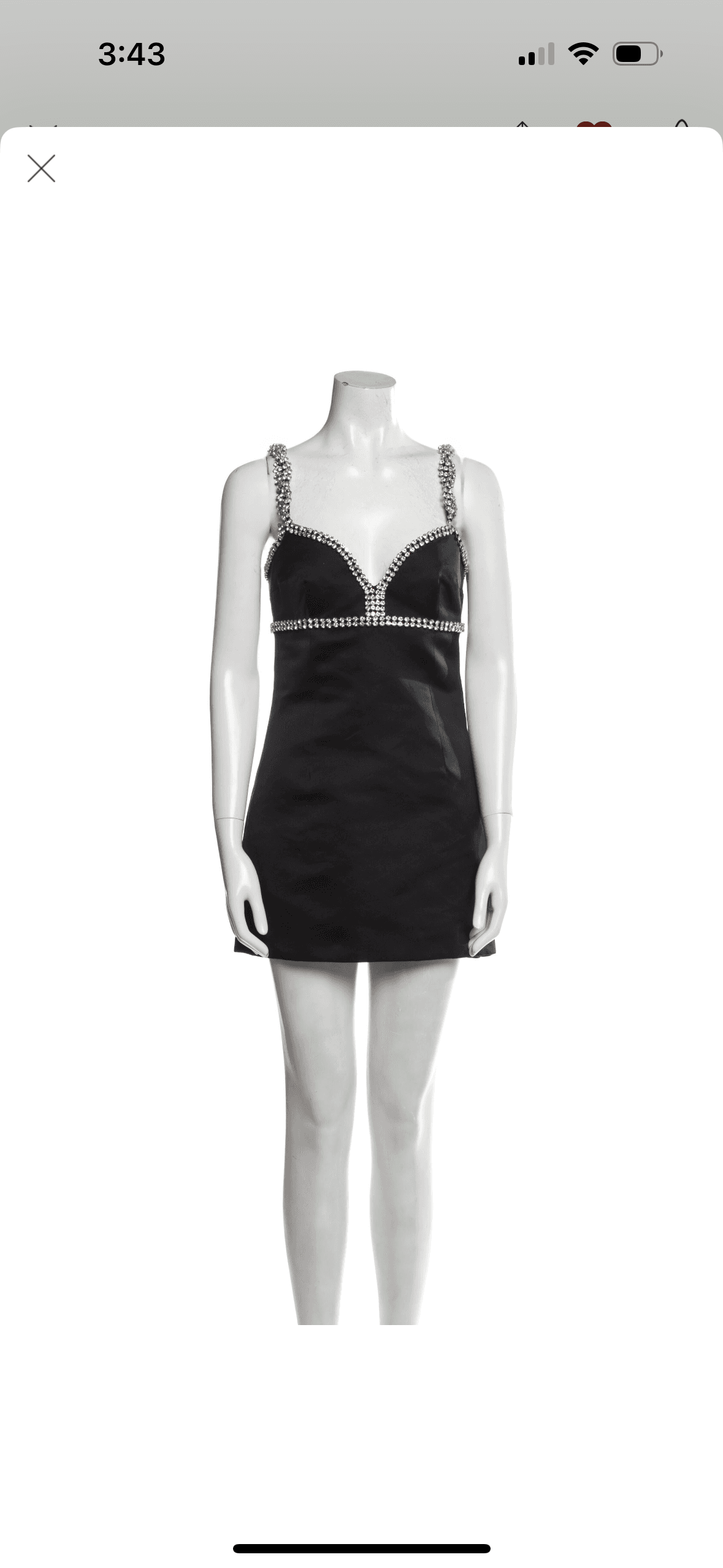 Area Crystal Trimmed Black Mini Dress