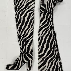 Bottega Veneta Zebra Print Fur Over The Knee Boots — image 1