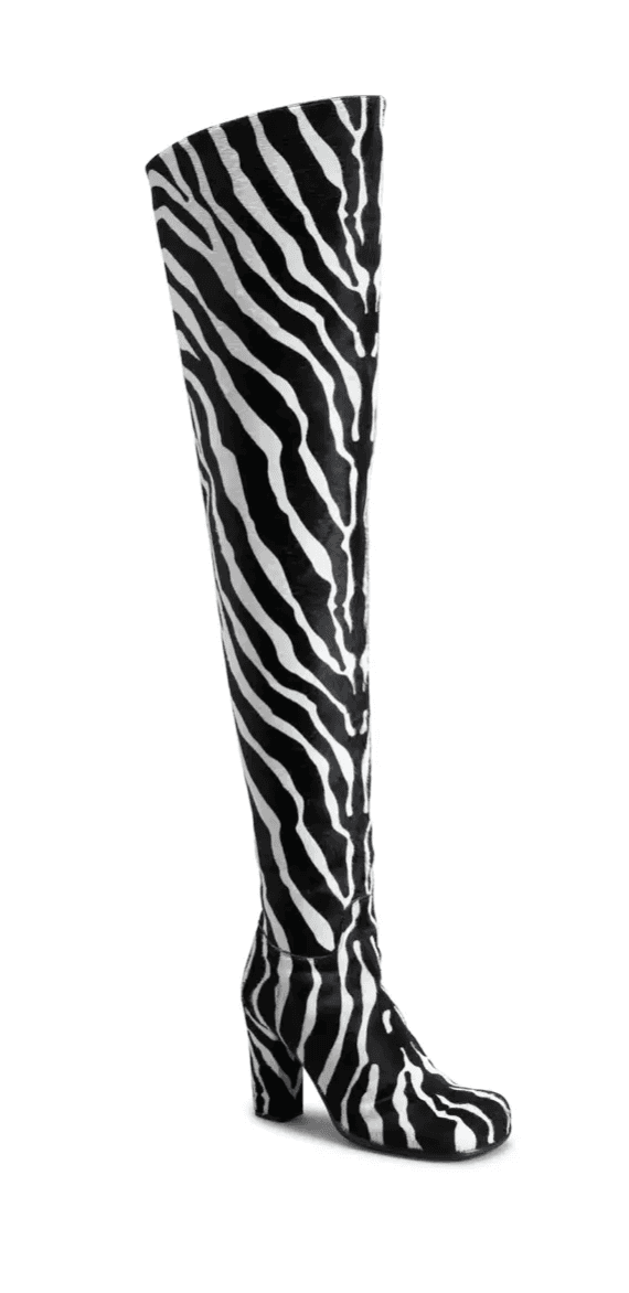 Bottega Veneta Zebra Print Fur Over The Knee Boots